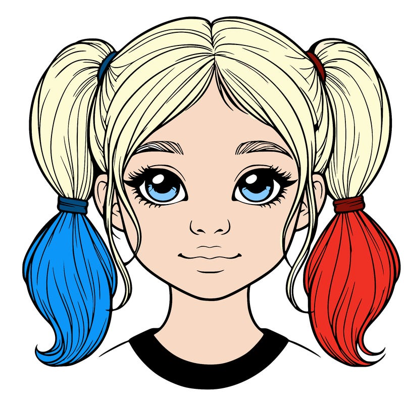 a realistic girl with pig tails