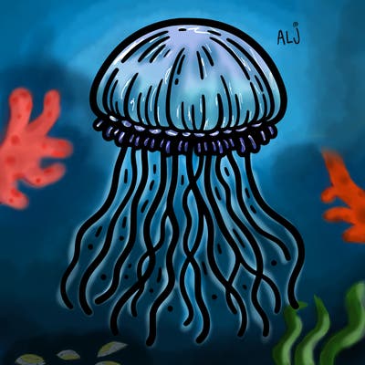 jellyfish outline, simple