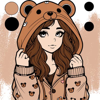 realistic girl in a animal pjs hoodie