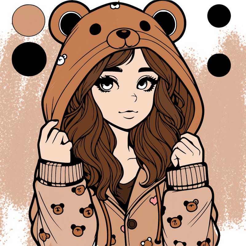 realistic girl in a animal pjs hoodie