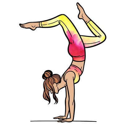 a woman doing a handstand