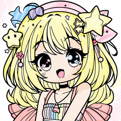 cute anime girl with star accessories