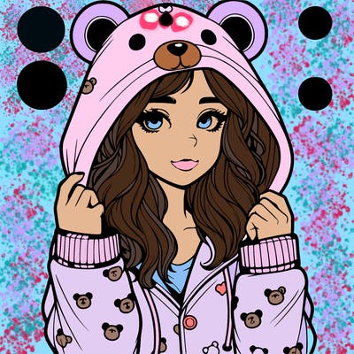 realistic girl in a animal pjs hoodie