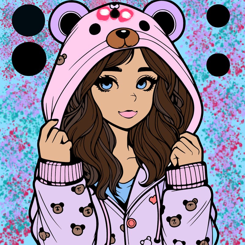 realistic girl in a animal pjs hoodie