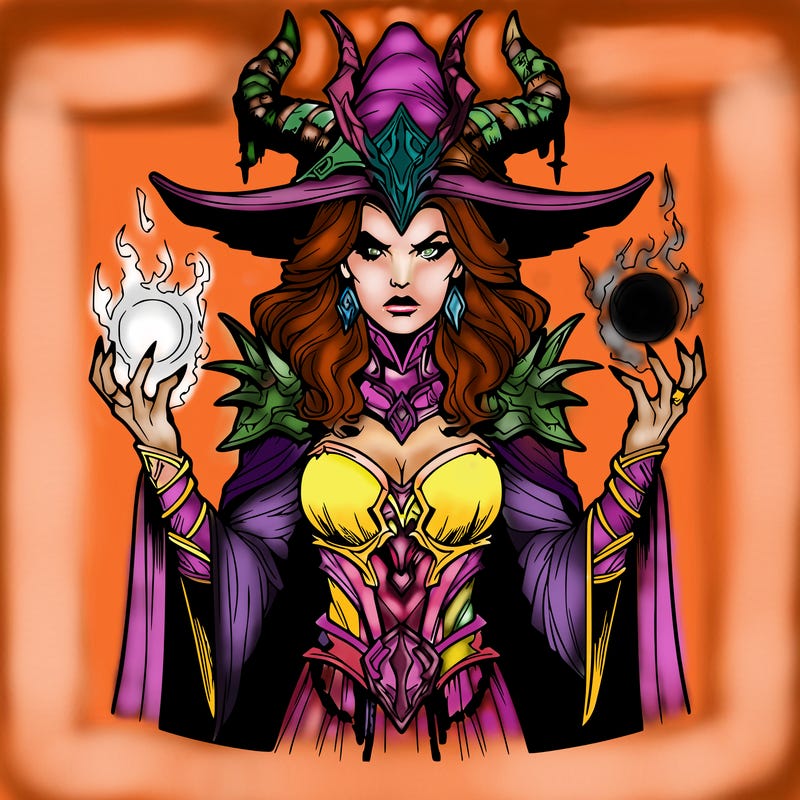 realistic evil sorceress fantasy chaos