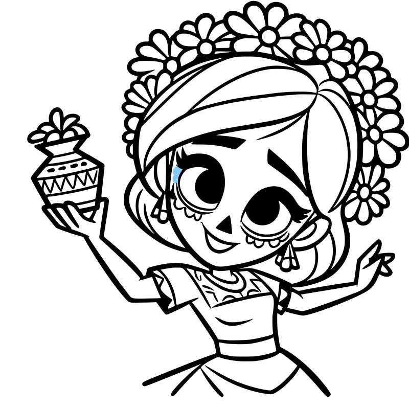 a disney style day of the dead woman.