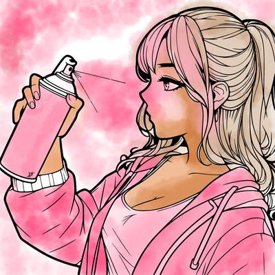 a realistic girl spray, painting