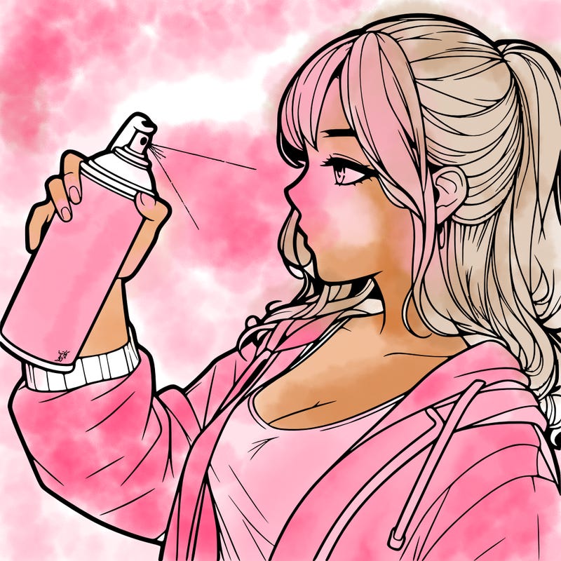 a realistic girl spray, painting