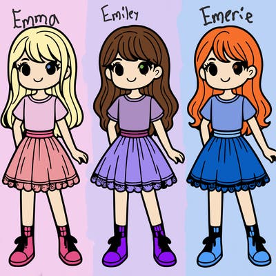 three girls wareing skirts