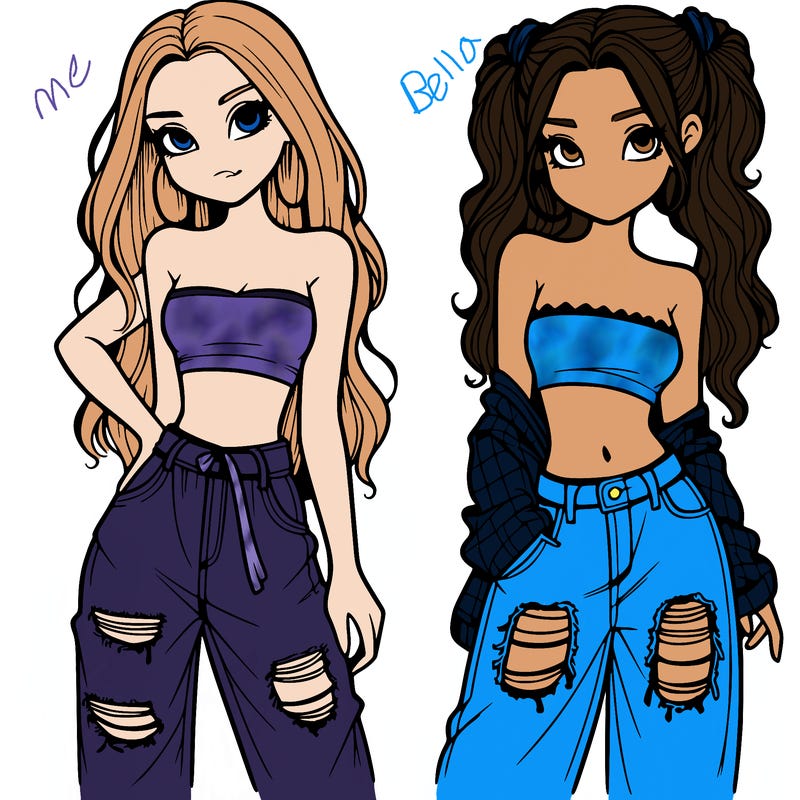 2 girls in crop tops and baggy jeans ripped