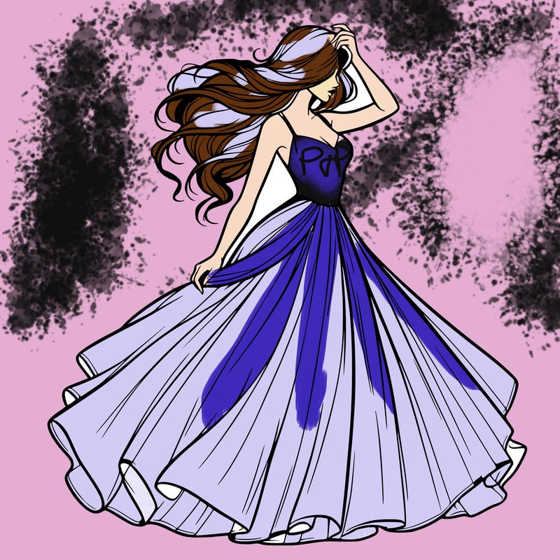 realistic woman with dress flowing in the wind