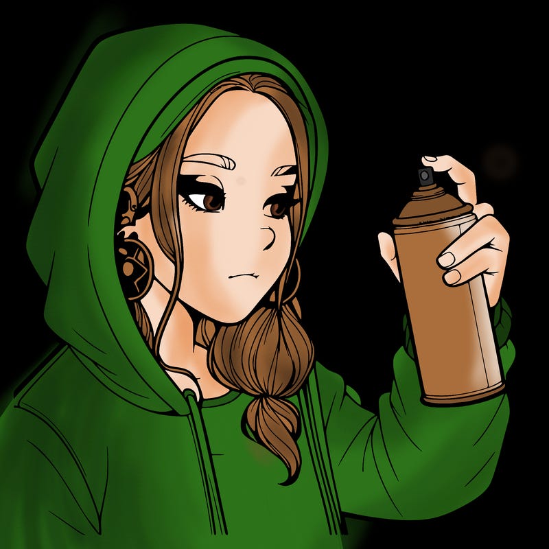 a realistic girl, spray painting