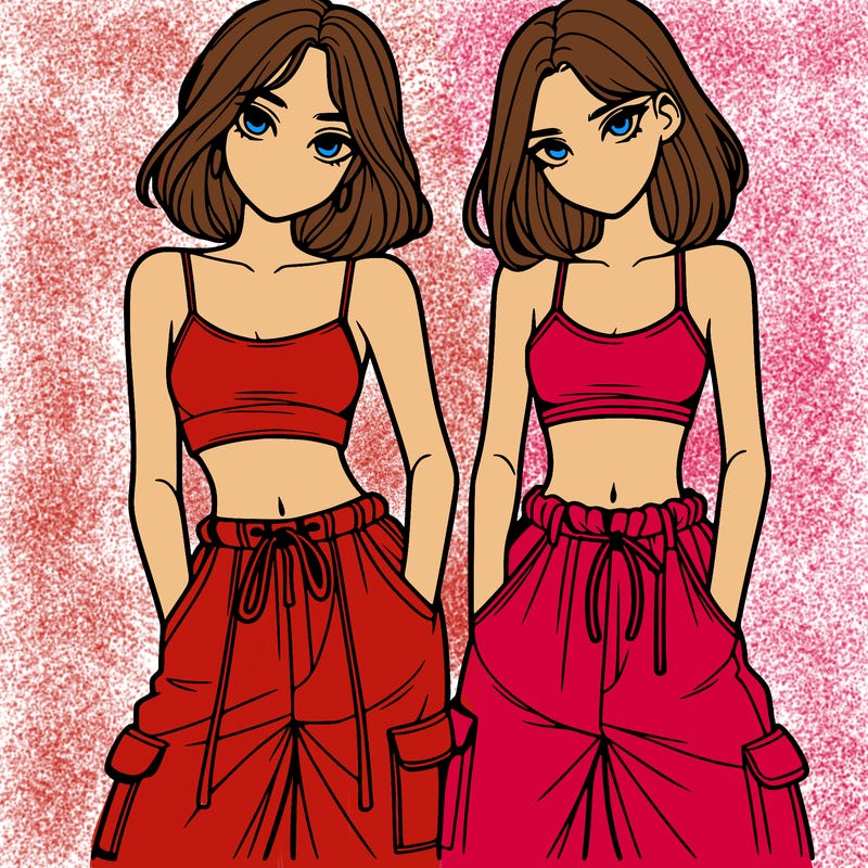 two girls with crop top with baggy pants