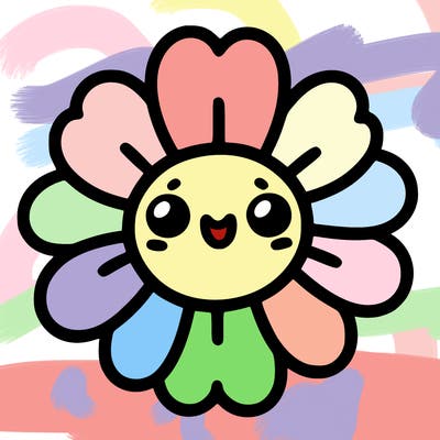 flower with cute smiley face