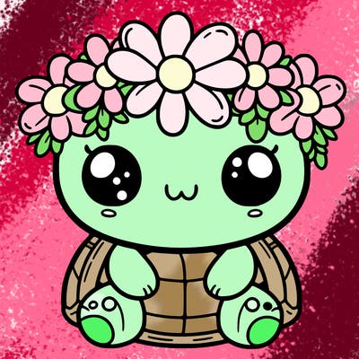 a cute turtle with a flower crown