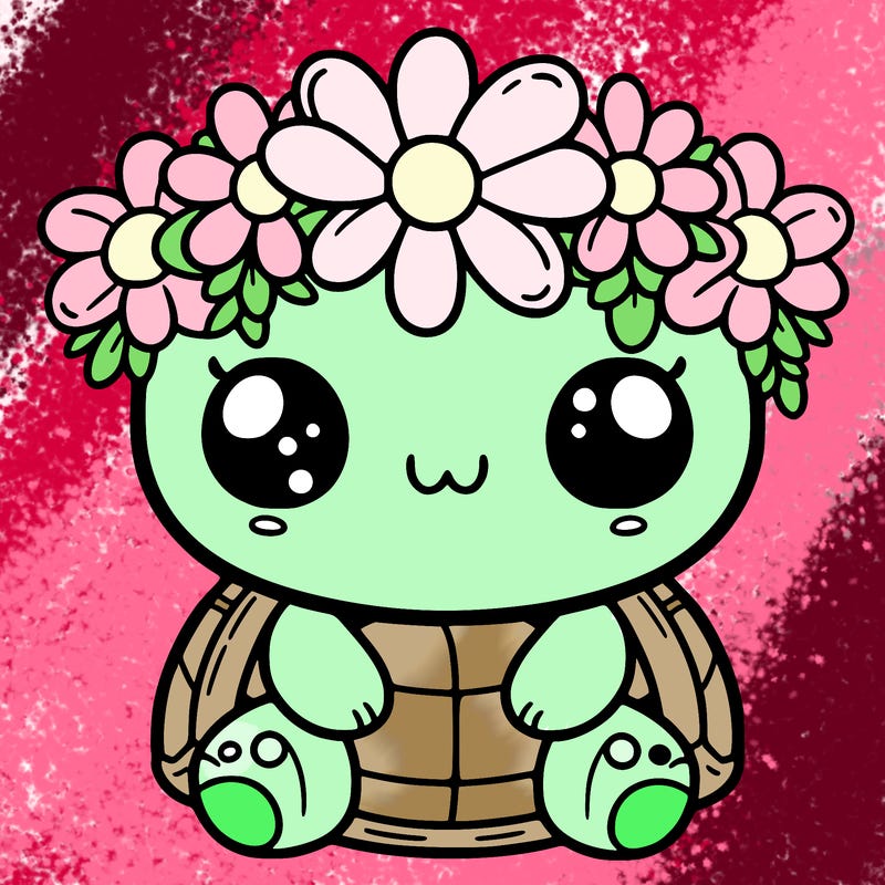 a cute turtle with a flower crown