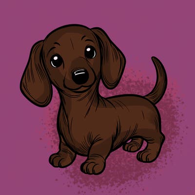 cute realistic, wiener dog