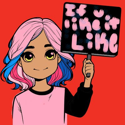 realistic girl holding up a sign