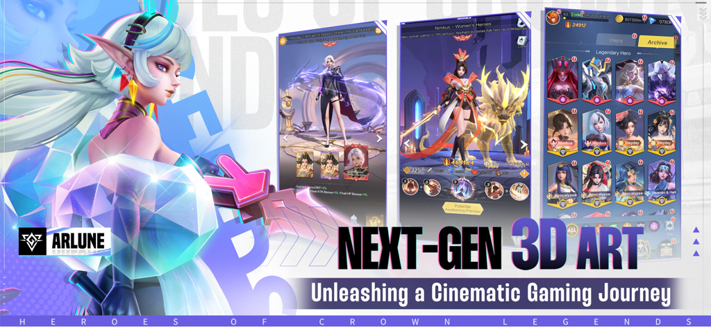 Heroes of Crown: Legends - Heroes of Crown Legends showcasing next gen 3D character art and hero collection archive