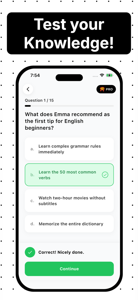 AI Note Taker - Cobnote - Interactive quiz feature in Cobnote AI Note Taker showing a multiple-choice question with a correct answer.