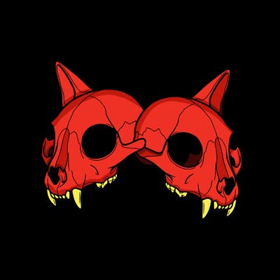 two headed skull, cat