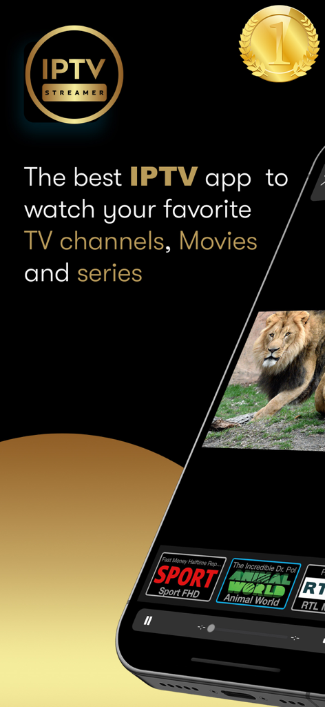 IPTV Streamer Max - IPTV Streamer Max mobile app interface showcasing live TV channels and movie streaming