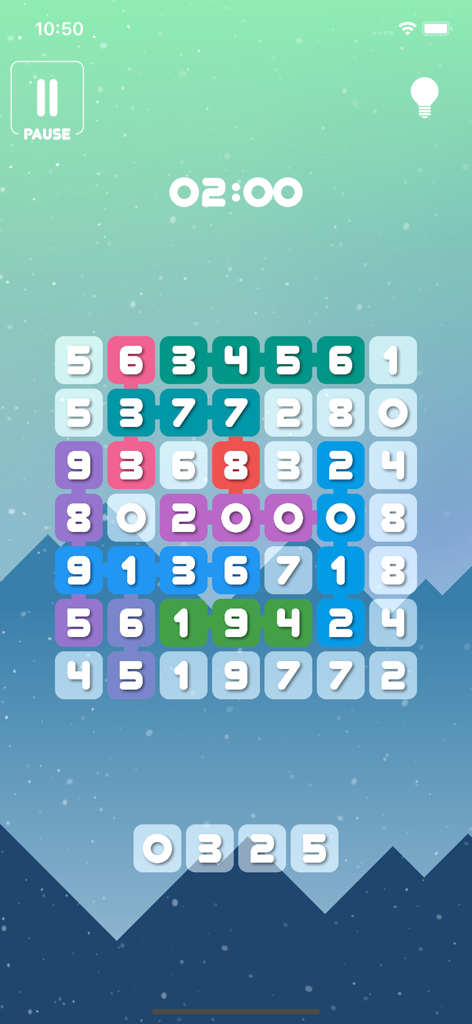 Jogabilidade do quebra-cabeça de busca de números do Symbol Series com uma grade colorida e cronômetro