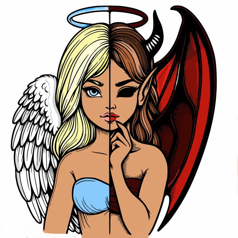 realistic angel half demon