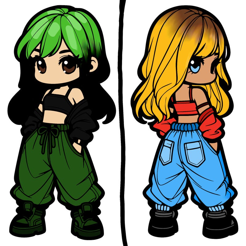 girl in crop top and baggy pants