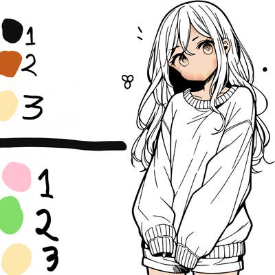 manga teen girl  in a sweater and baggy pants