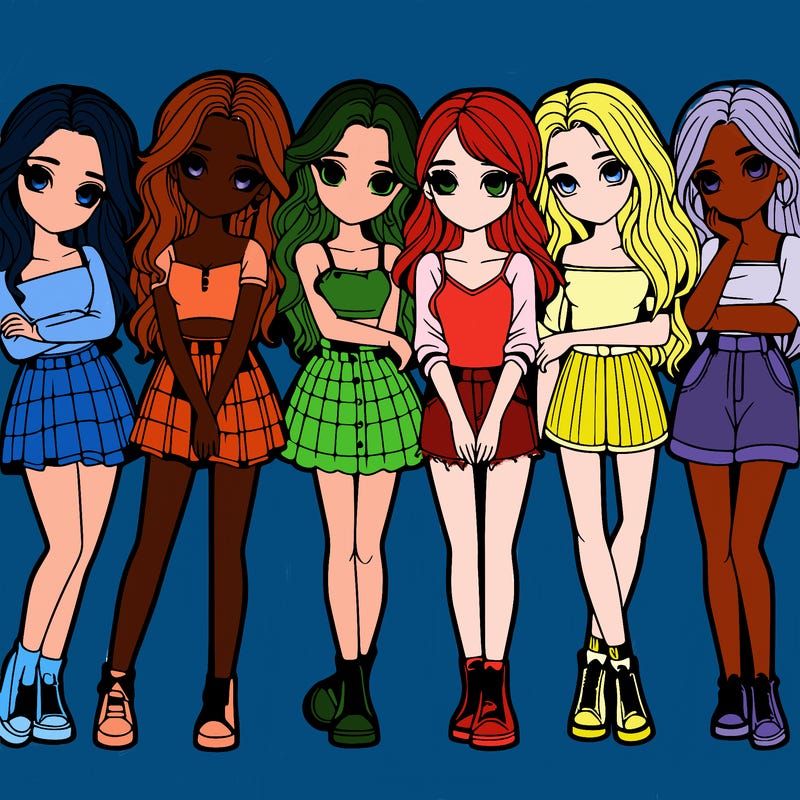 a group of girls realistic