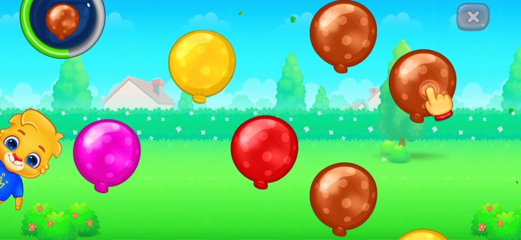 Colors & Shapes - Learn Color - Una pantalla de juego educativo para niños pequeños que muestra globos coloridos para recolectar para el reconocimiento de colores.