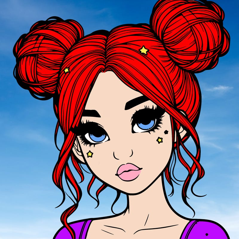 realistic girl with space buns