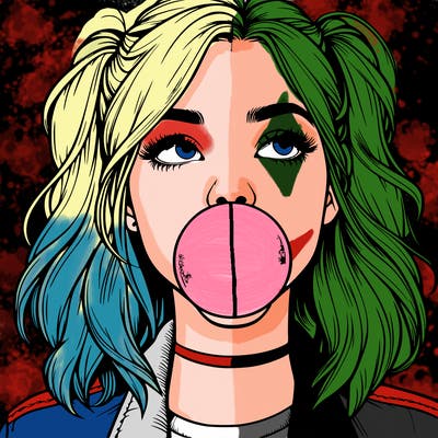 realististic girl blowing bubble -gum