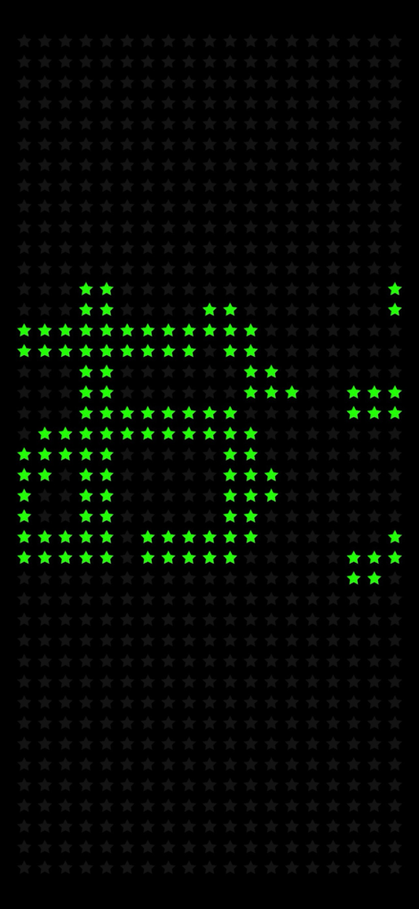 LED Board Plus - Digital LED board showing a message formed with green star-shaped lights