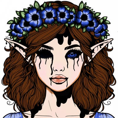 realistic female elf with flower crown
