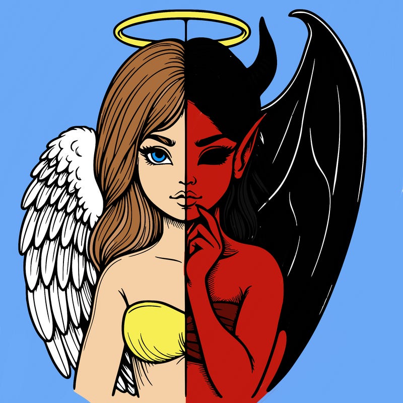 realistic angel half demon