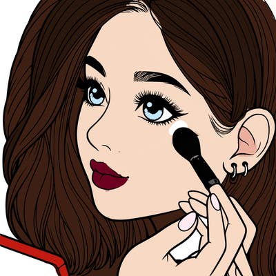 a realistic girl doing her makeup