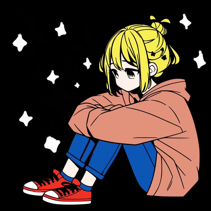 sad anime girl sitting alone