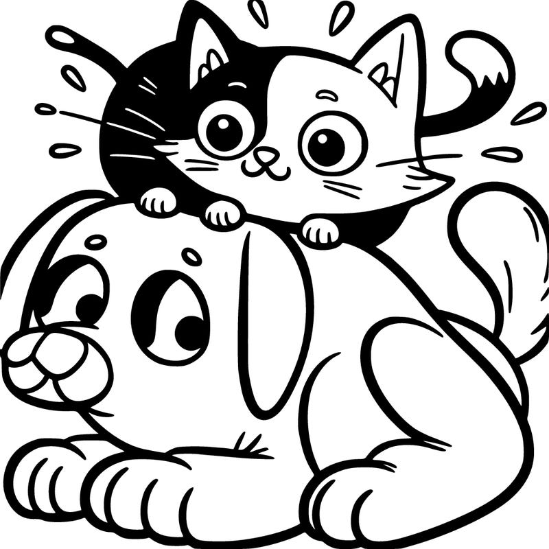 cat in a dog cat not scared