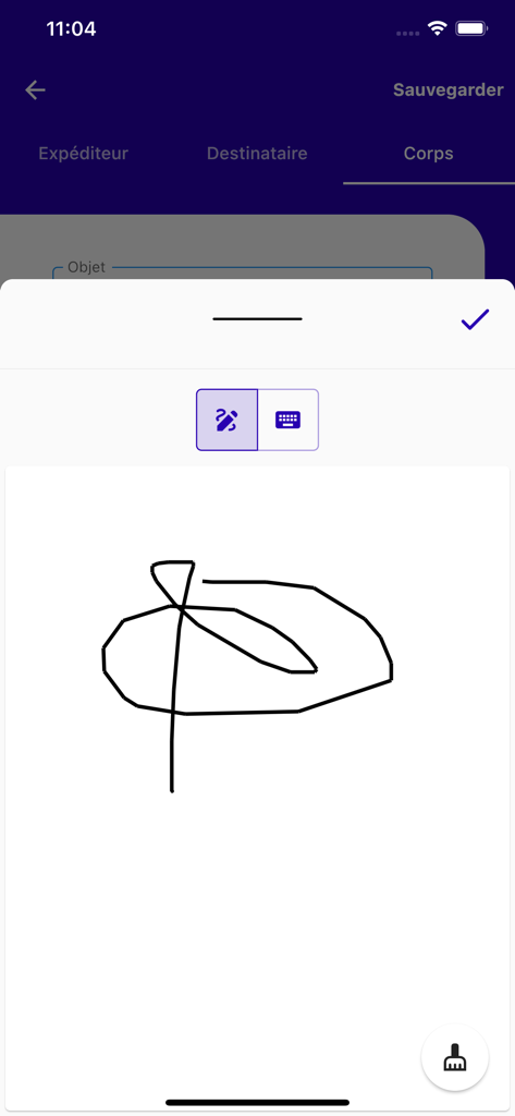 Digital signature drawing pad on a mobile app for job application letters
