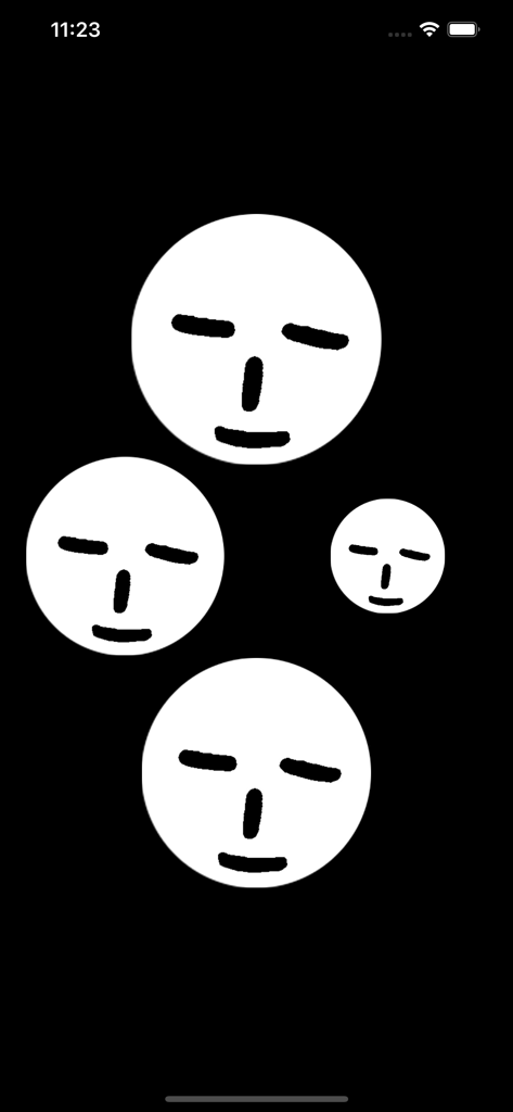Tilt de Brightness-Best Dimmer - Four white face icons of varying sizes on a black background representing screen brightness levels