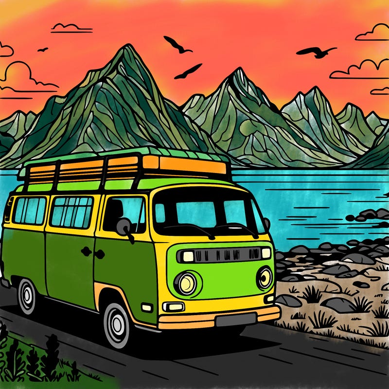 camper van on lofoten, norway