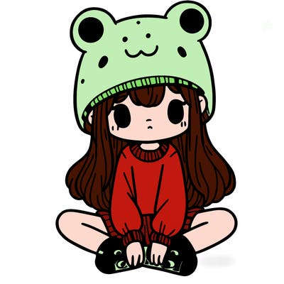 a girl wearing a frog hat and some frog socks