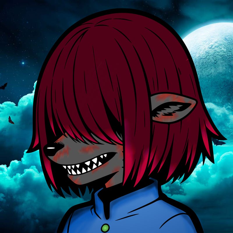 sharp teeth deer man with bob haircut