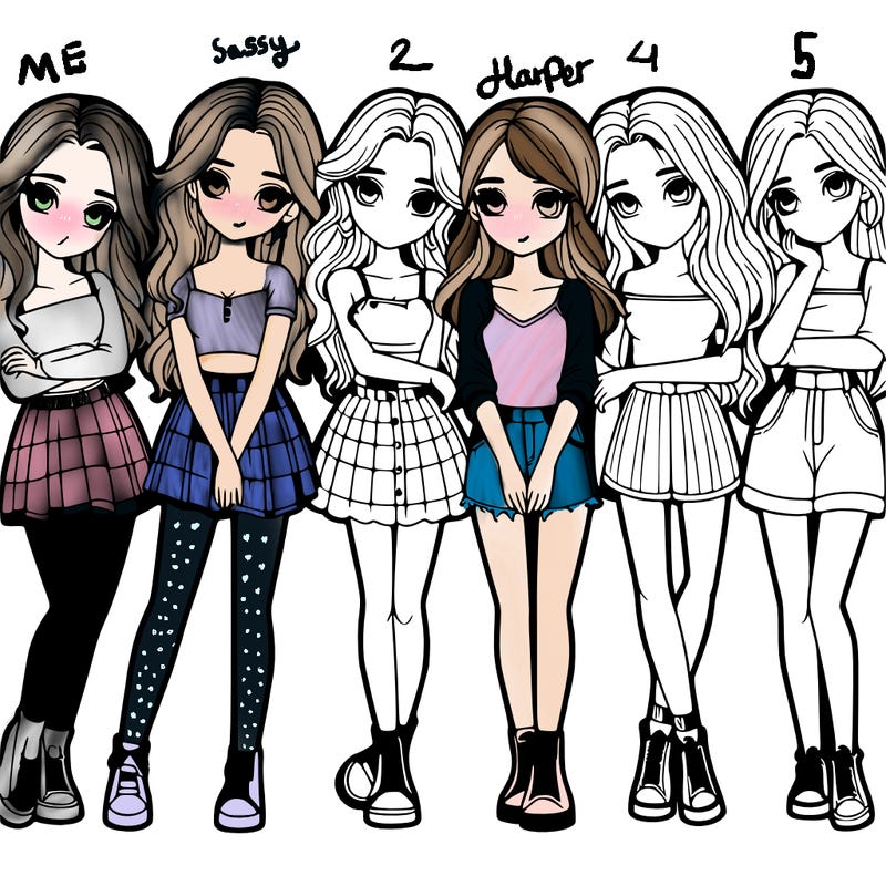 a group of girls realistic