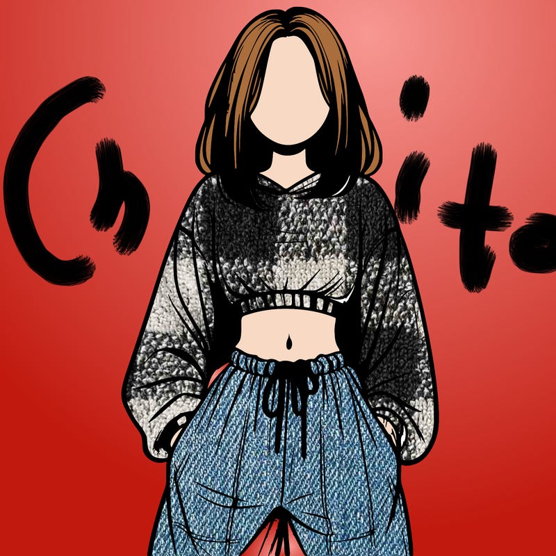 realistic girl faceless with baggy pants and a crop top