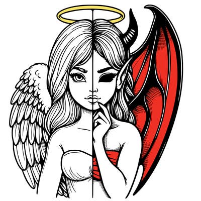 realistic angel half demon