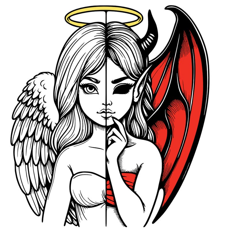 realistic angel half demon