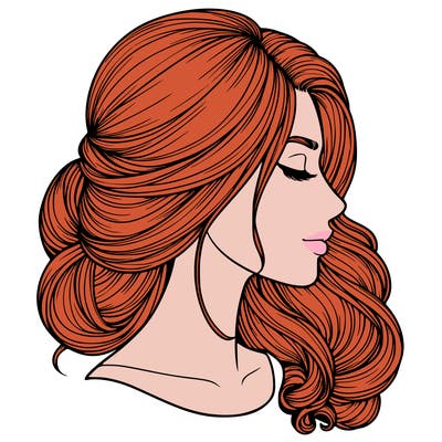 realistic woman's head & hair